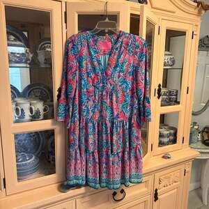 Lilly Pulitzer Gabriel Dress Surf Blue Flim Flam Size 00